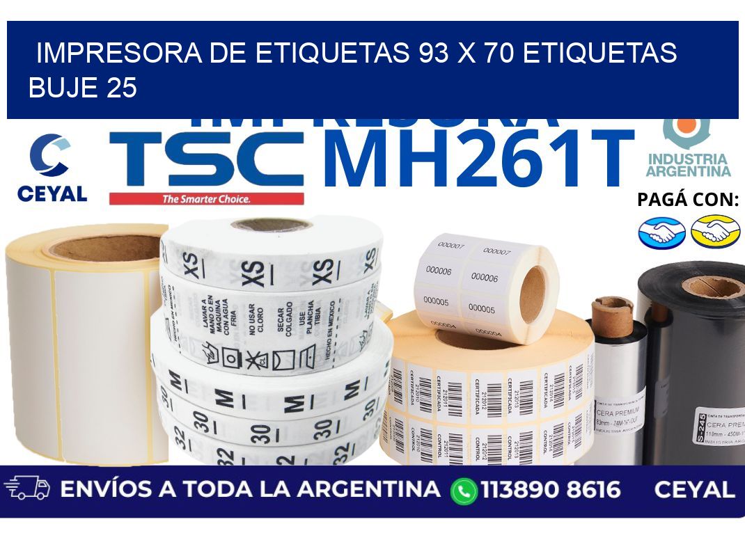 impresora de etiquetas 93 x 70 etiquetas  buje 25