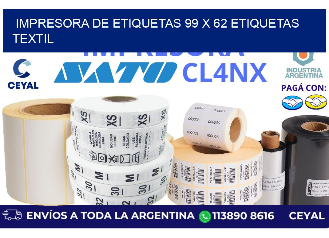 impresora de etiquetas 99 x 62 etiquetas textil