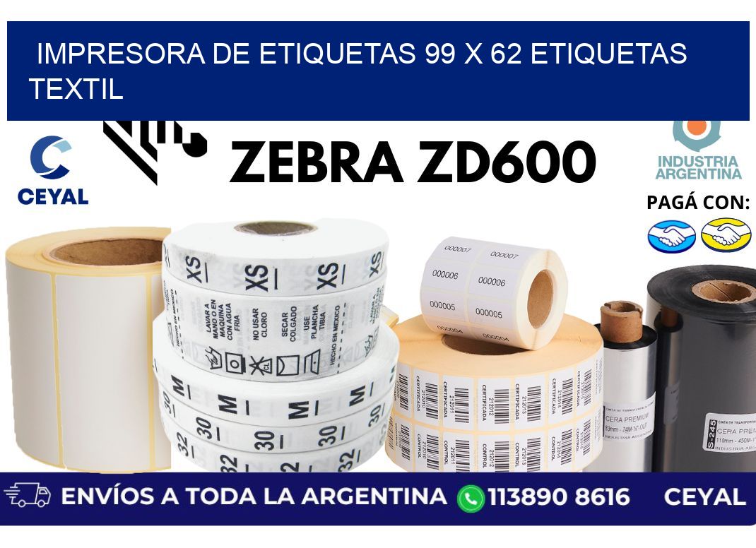 impresora de etiquetas 99 x 62 etiquetas textil