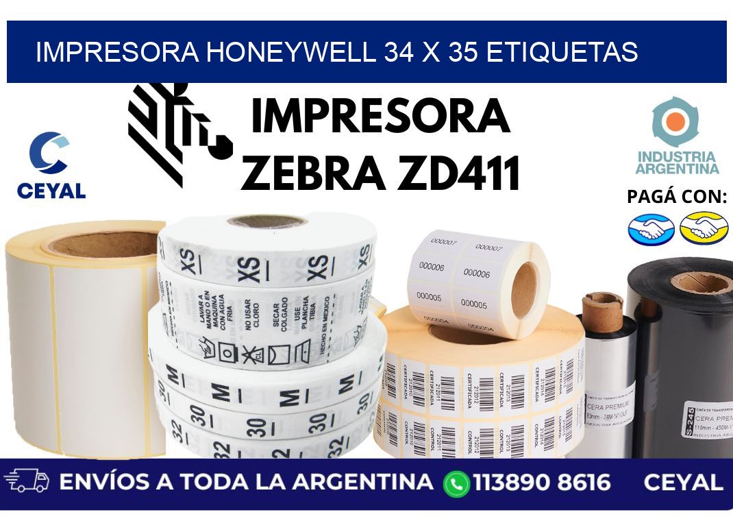 impresora honeywell 34 x 35 etiquetas