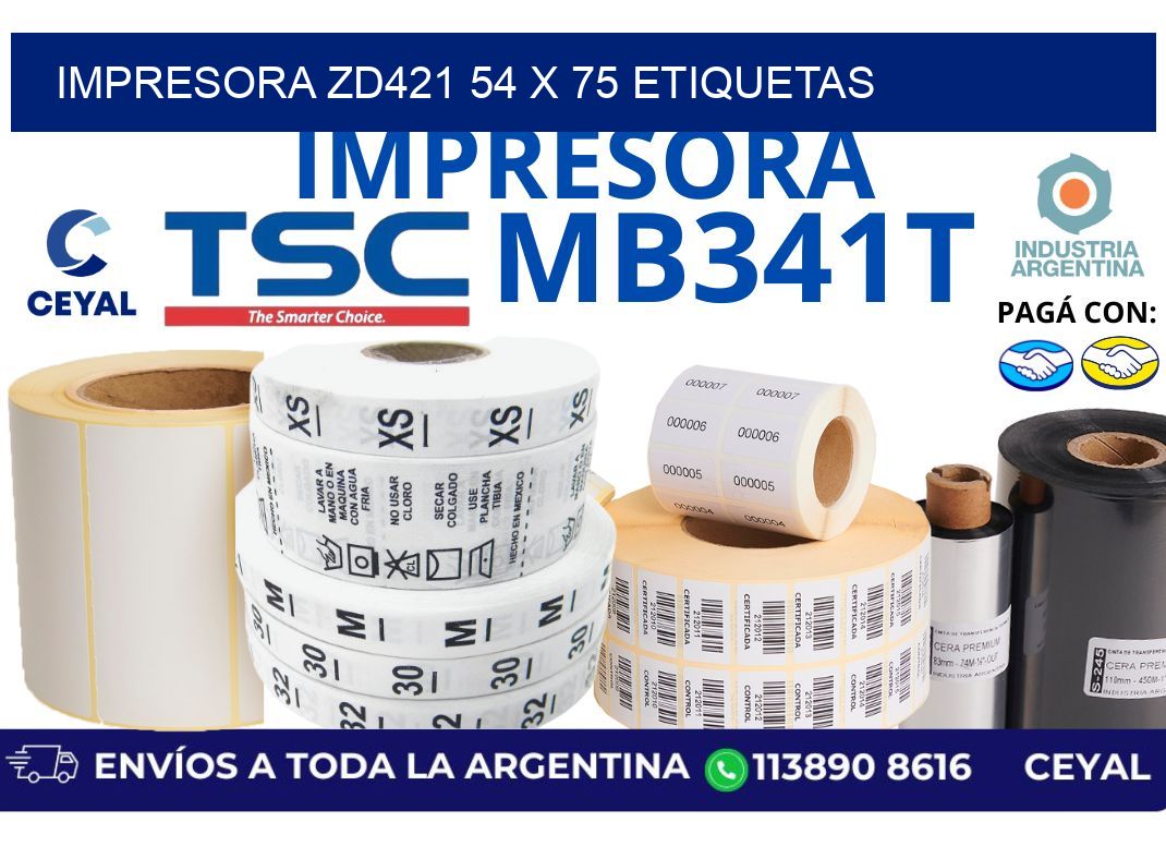 impresora zd421 54 x 75 etiquetas