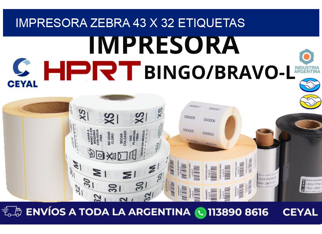 impresora zebra 43 x 32 etiquetas