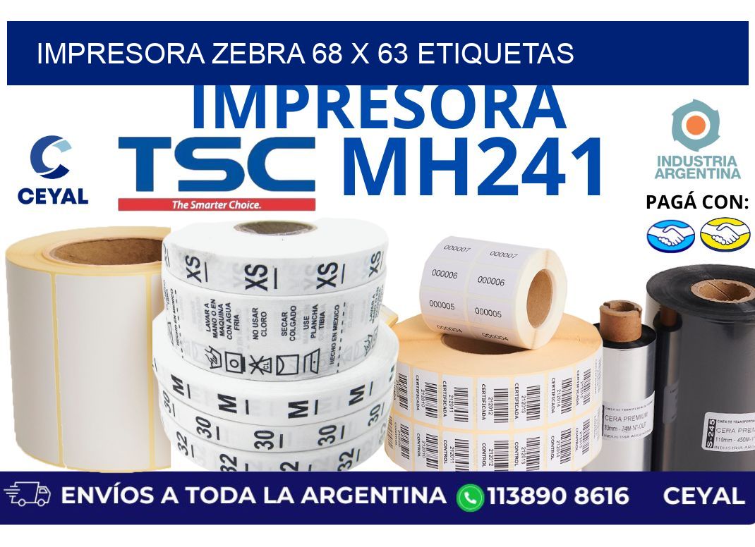 impresora zebra 68 x 63 etiquetas