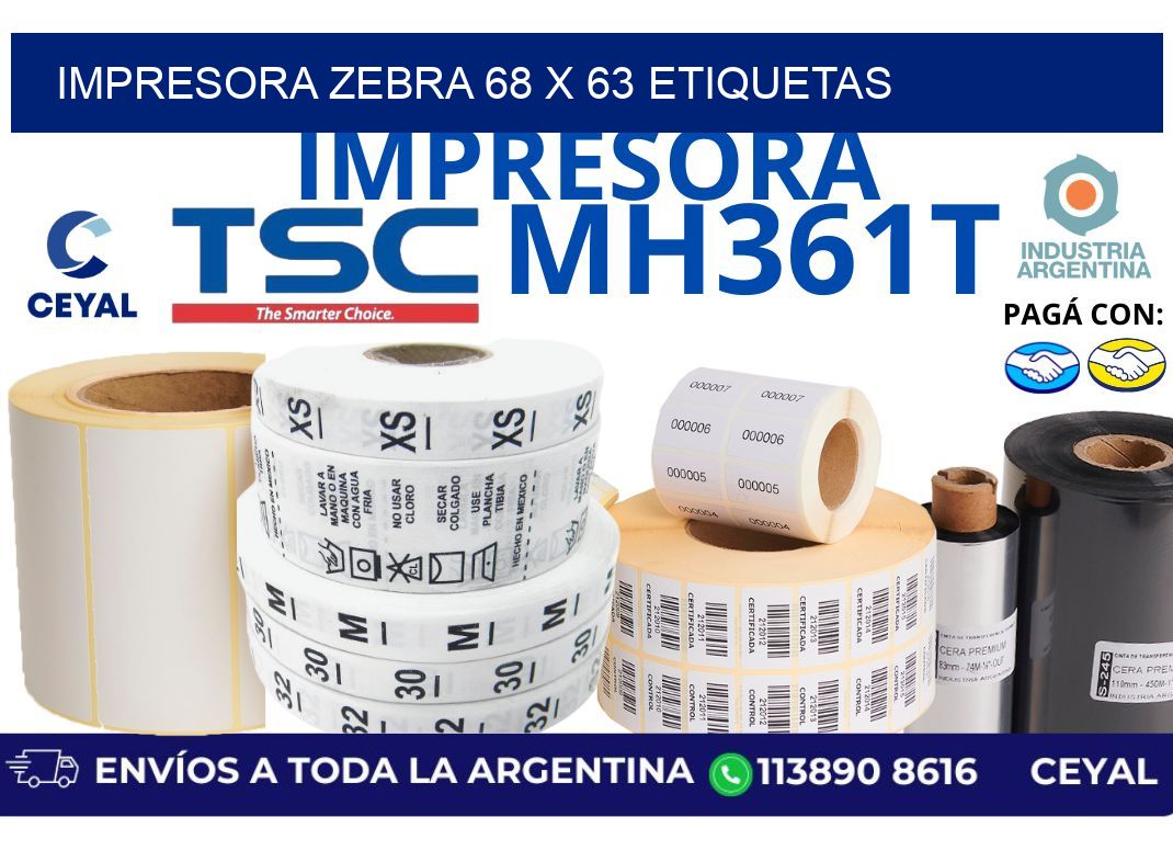 impresora zebra 68 x 63 etiquetas