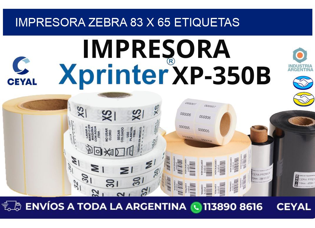 impresora zebra 83 x 65 etiquetas