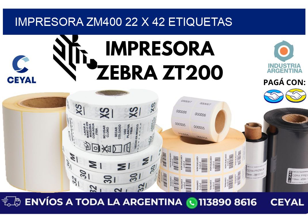 impresora zm400 22 x 42 etiquetas