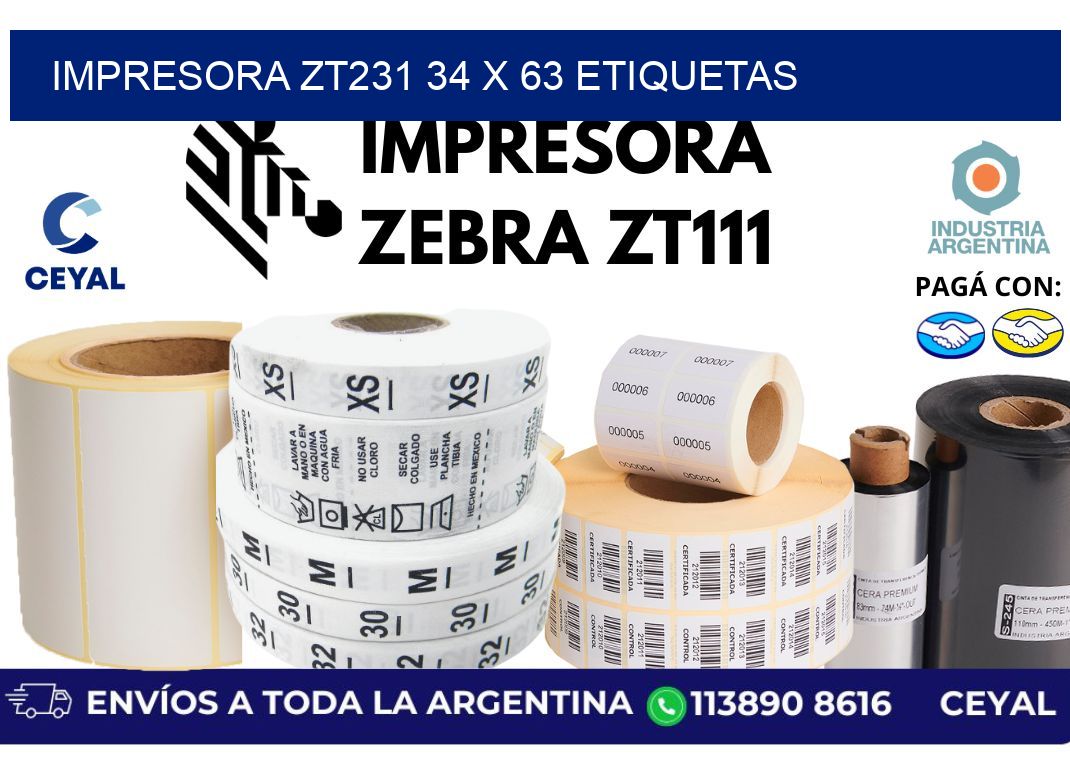 impresora zt231 34 x 63 etiquetas