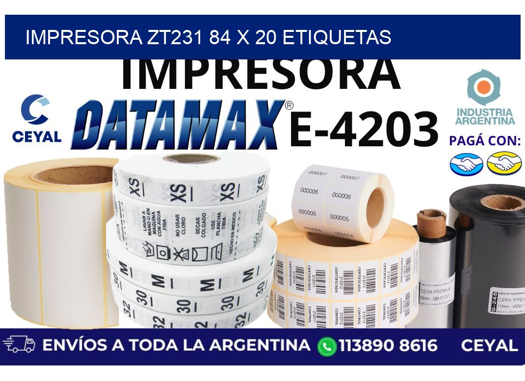 impresora zt231 84 x 20 etiquetas