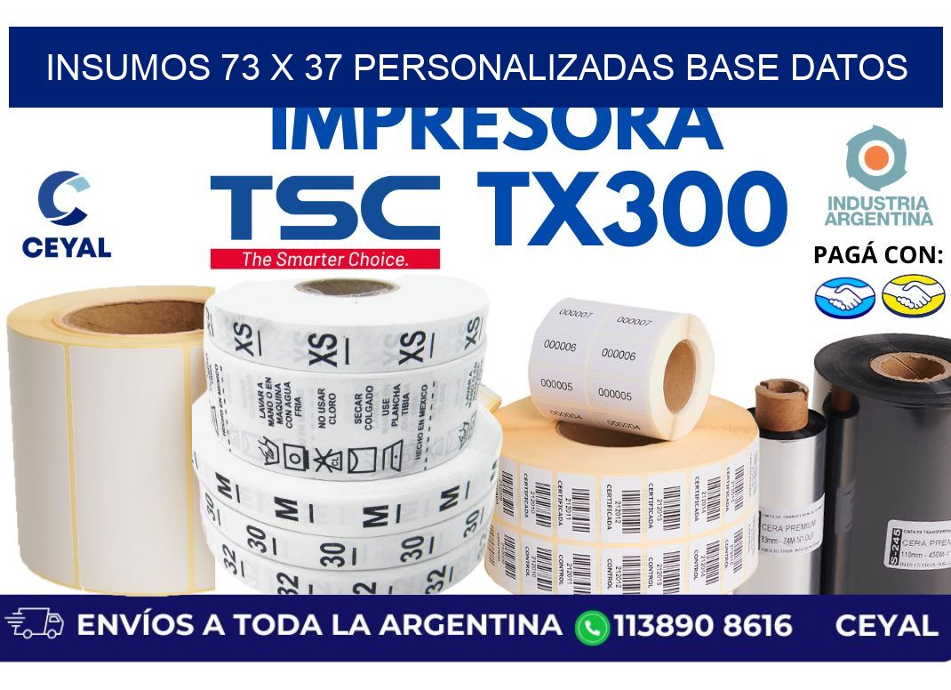 insumos 73 x 37 personalizadas base datos