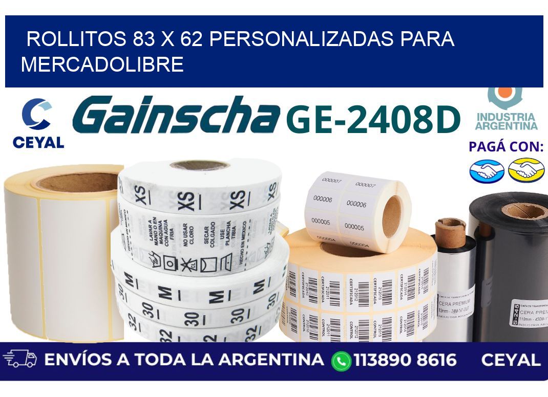 rollitos 83 x 62 personalizadas para mercadolibre