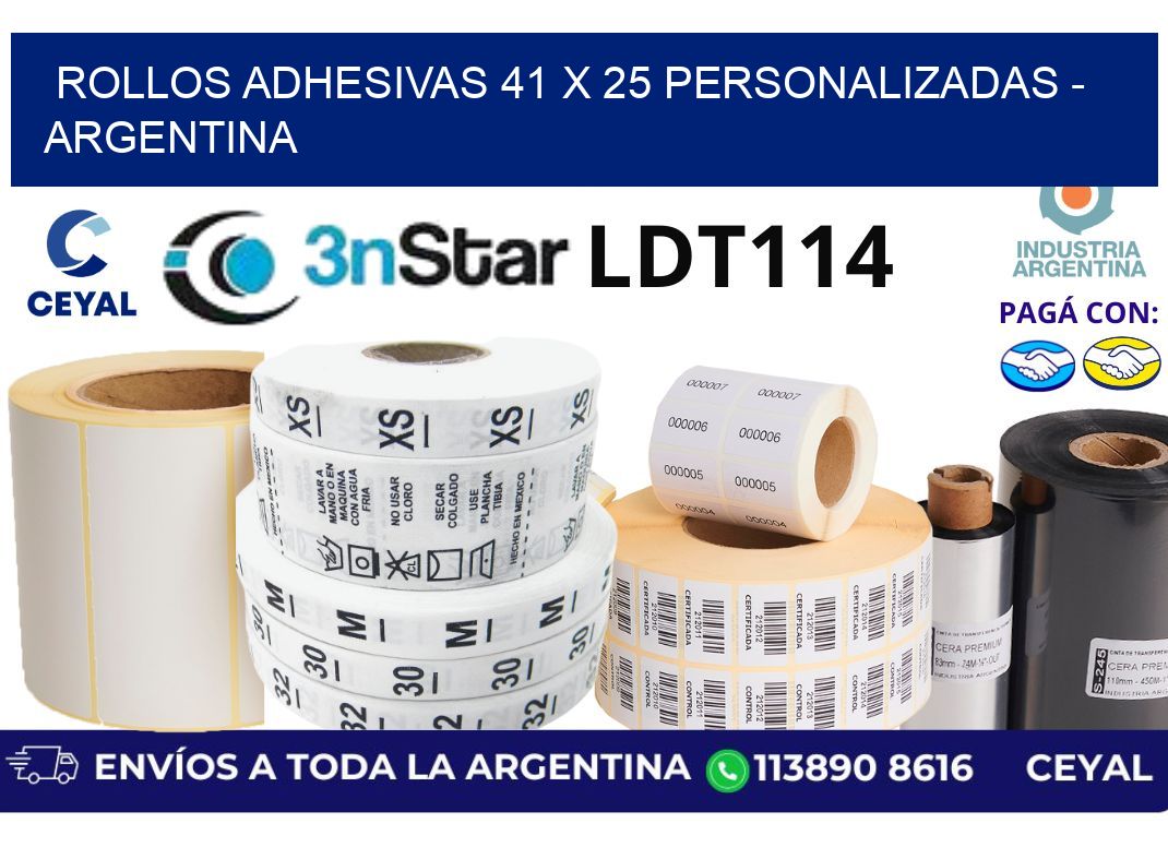 rollos adhesivas 41 x 25 personalizadas - Argentina
