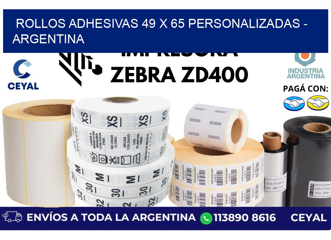 rollos adhesivas 49 x 65 personalizadas - Argentina
