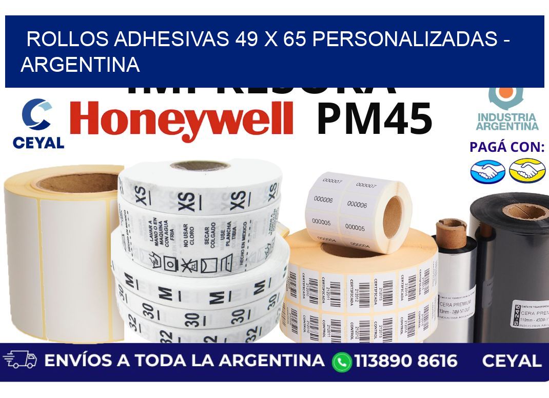 rollos adhesivas 49 x 65 personalizadas - Argentina
