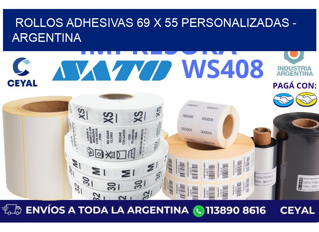 rollos adhesivas 69 x 55 personalizadas – Argentina