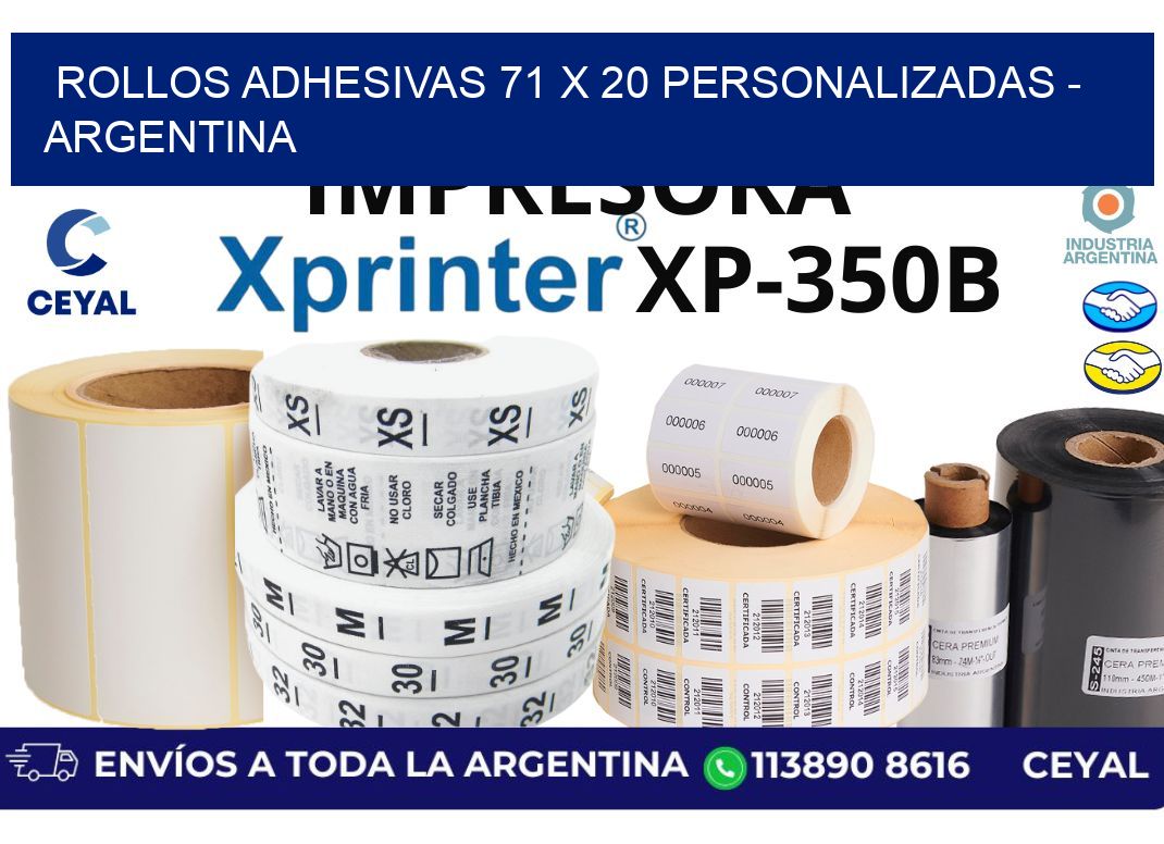 rollos adhesivas 71 x 20 personalizadas - Argentina