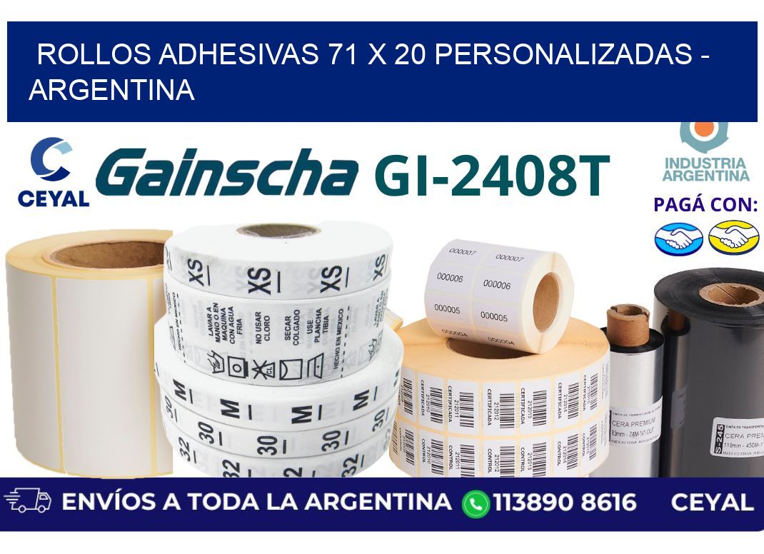rollos adhesivas 71 x 20 personalizadas – Argentina