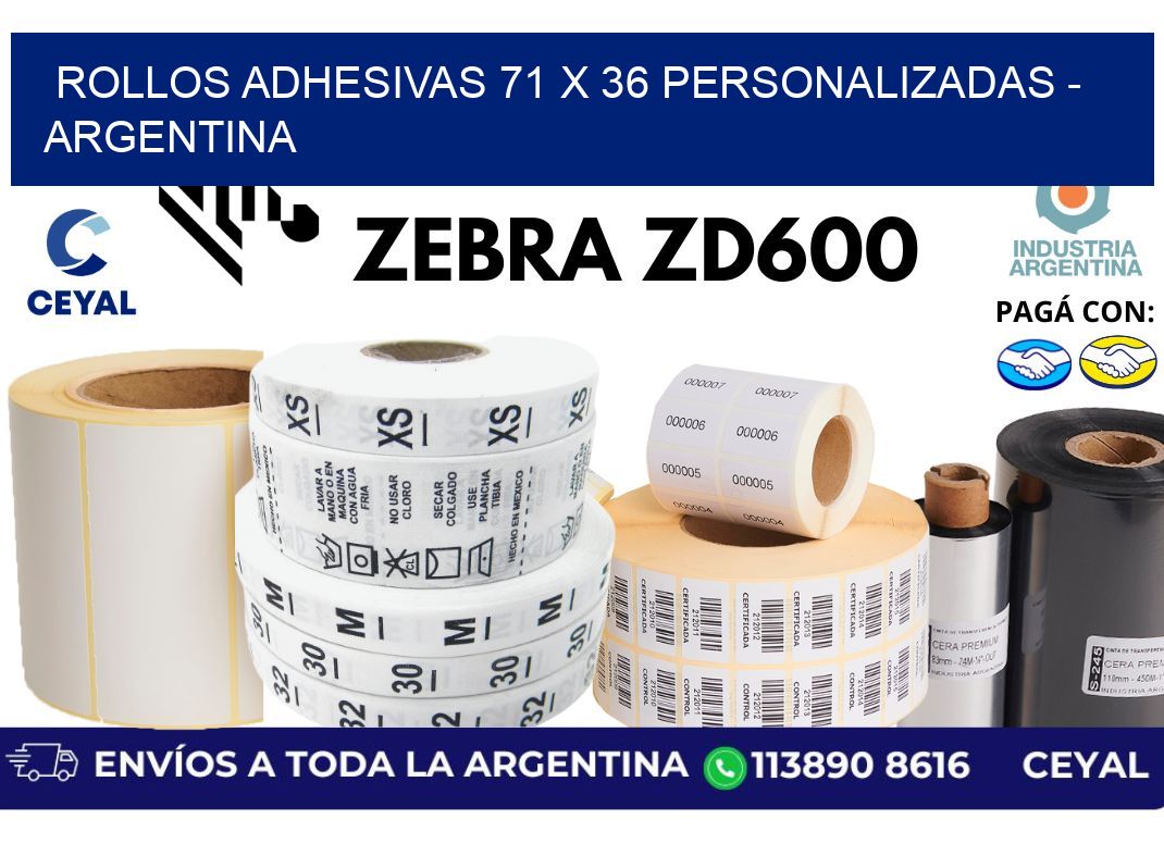 rollos adhesivas 71 x 36 personalizadas - Argentina