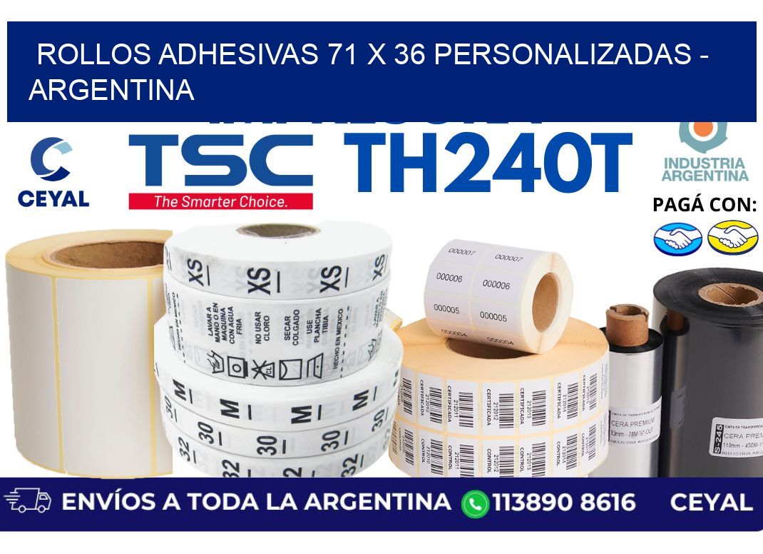 rollos adhesivas 71 x 36 personalizadas - Argentina