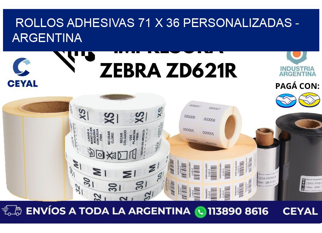 rollos adhesivas 71 x 36 personalizadas – Argentina