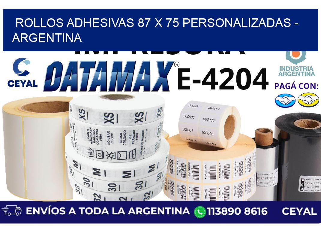 rollos adhesivas 87 x 75 personalizadas - Argentina