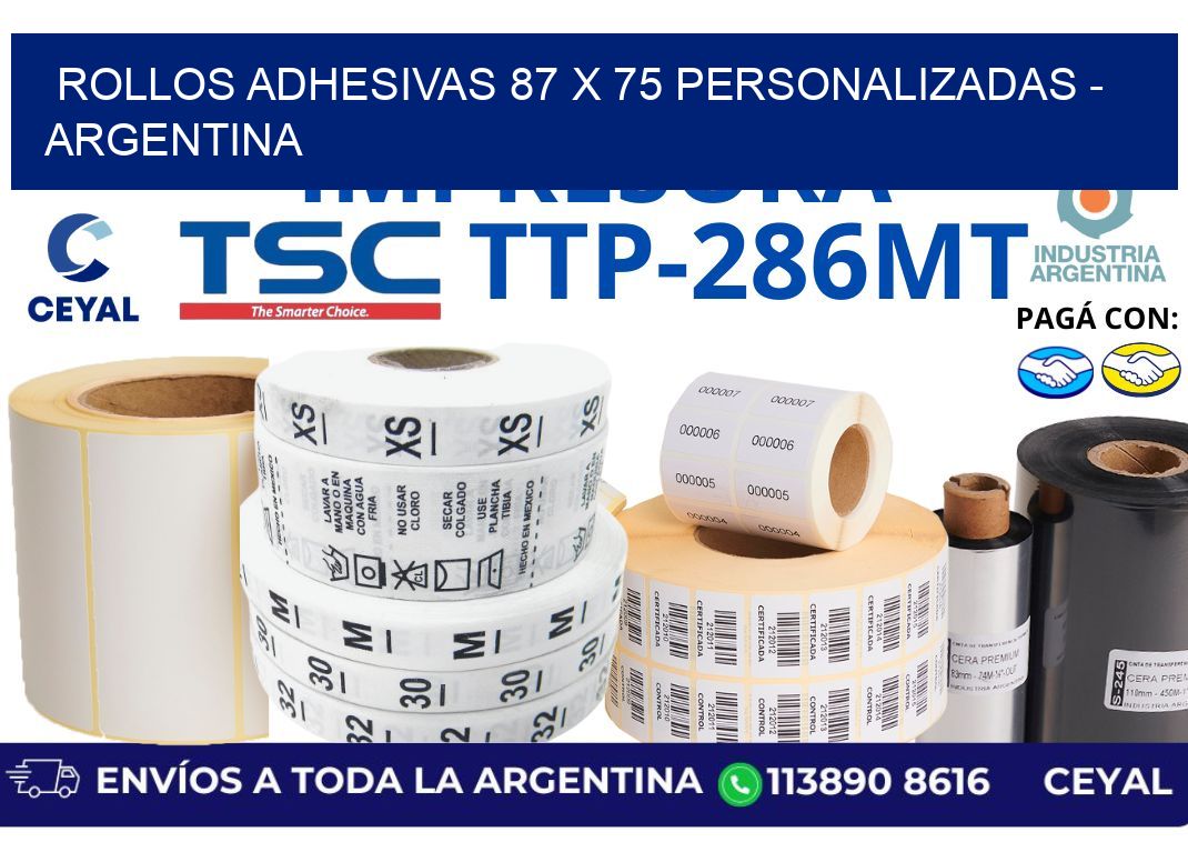 rollos adhesivas 87 x 75 personalizadas – Argentina