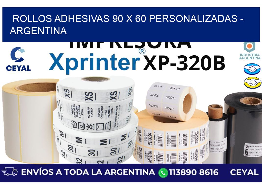 rollos adhesivas 90 x 60 personalizadas - Argentina