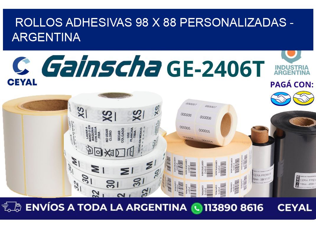 rollos adhesivas 98 x 88 personalizadas - Argentina