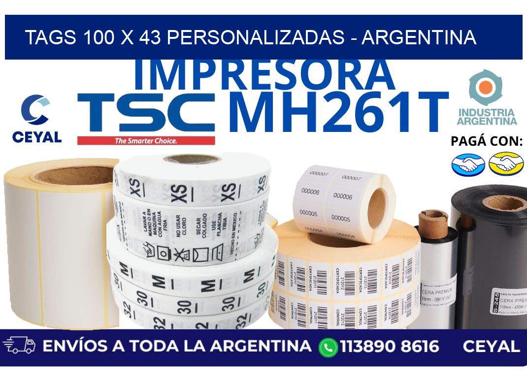 tags 100 x 43 personalizadas - Argentina