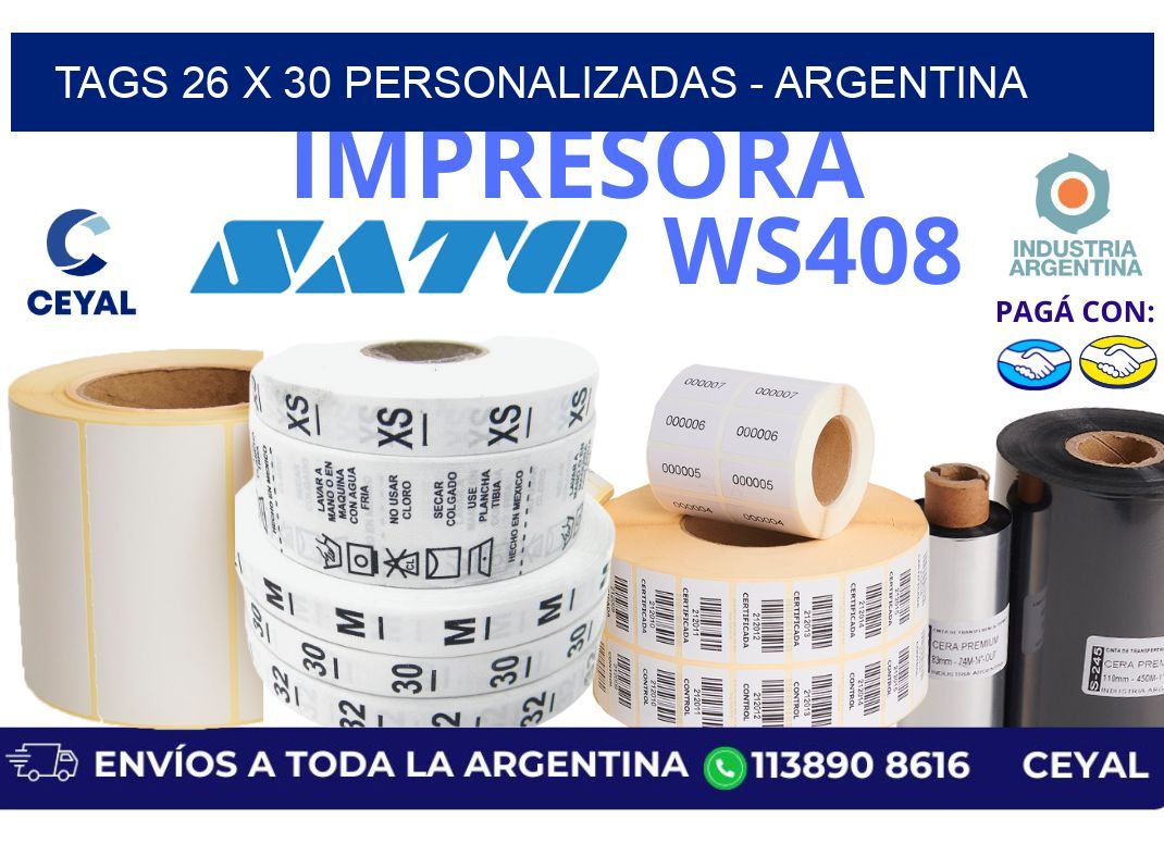 tags 26 x 30 personalizadas - Argentina