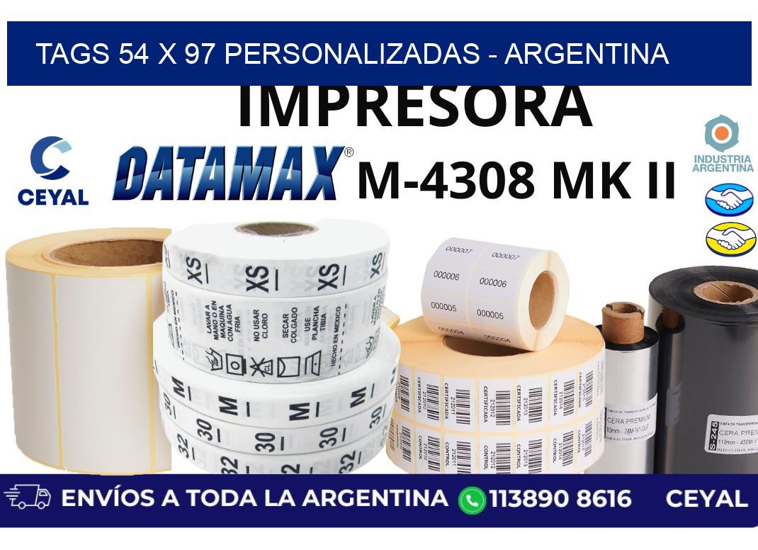 tags 54 x 97 personalizadas - Argentina