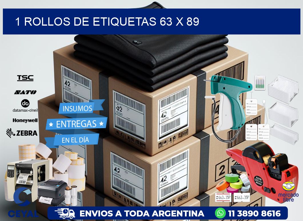 1 ROLLOS DE ETIQUETAS 63 x 89