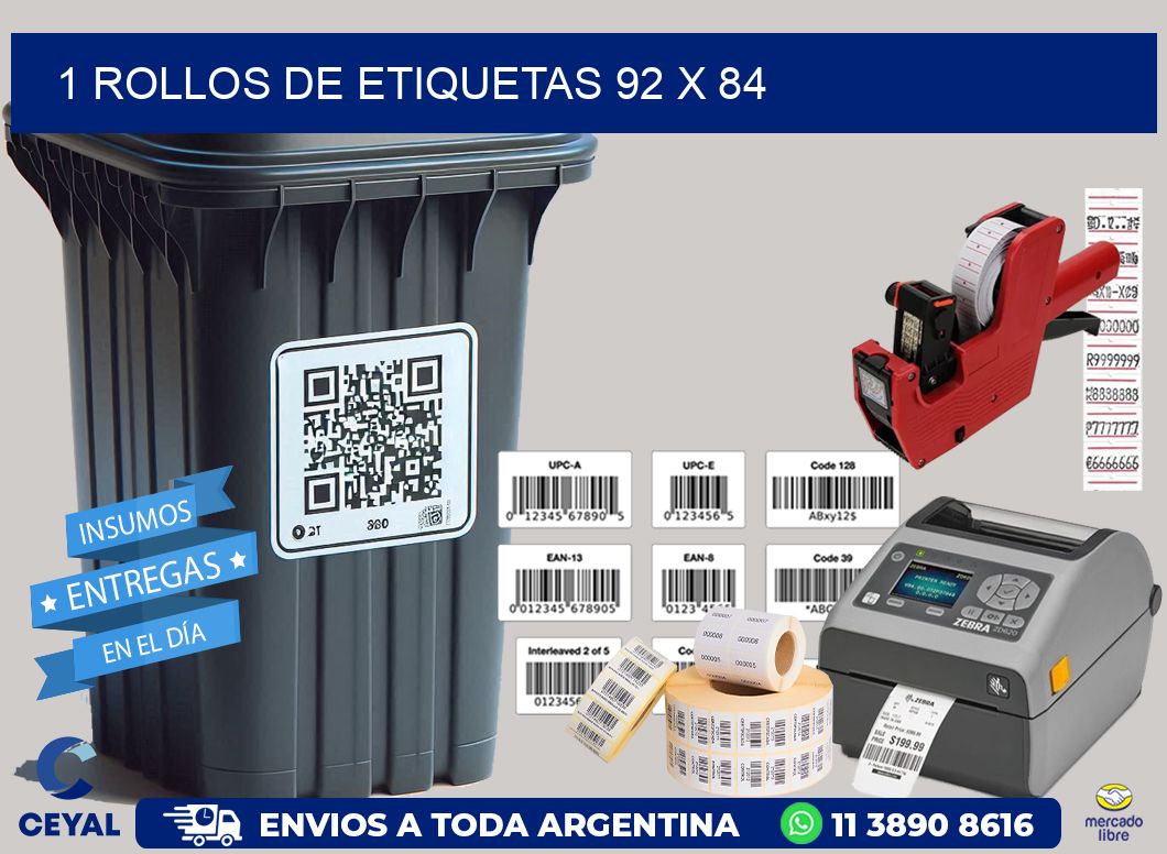 1 ROLLOS DE ETIQUETAS 92 x 84