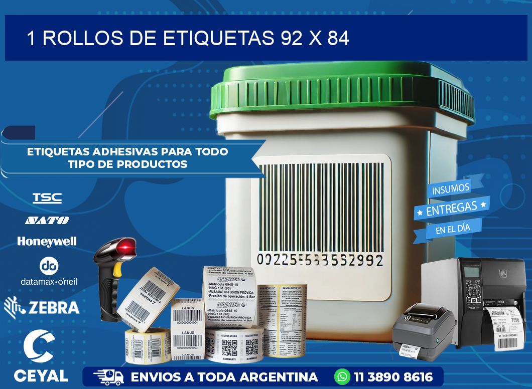 1 ROLLOS DE ETIQUETAS 92 x 84