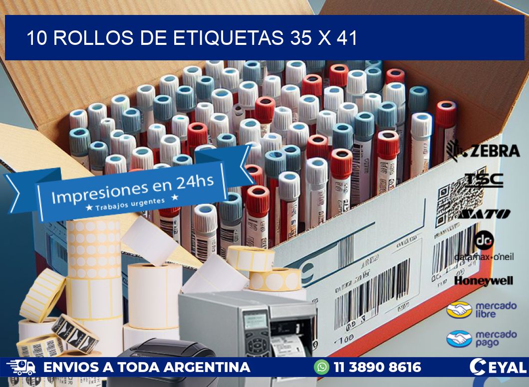 10 ROLLOS DE ETIQUETAS 35 x 41