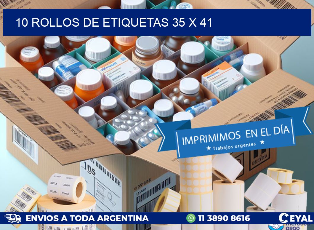 10 ROLLOS DE ETIQUETAS 35 x 41