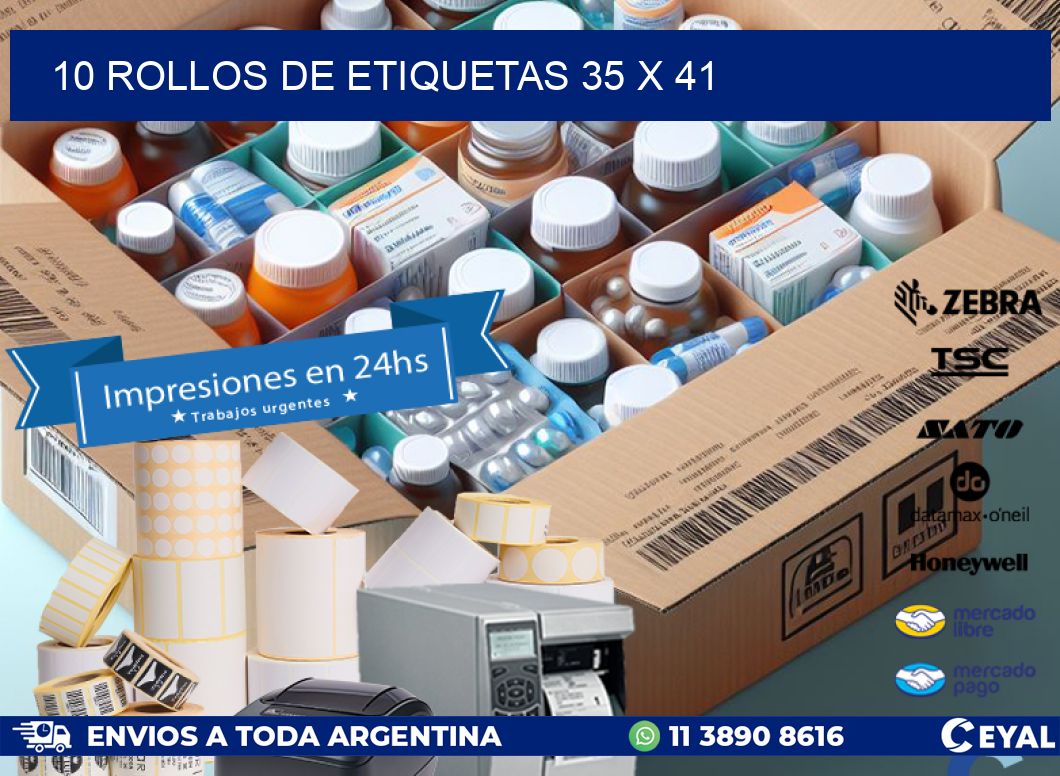 10 ROLLOS DE ETIQUETAS 35 x 41
