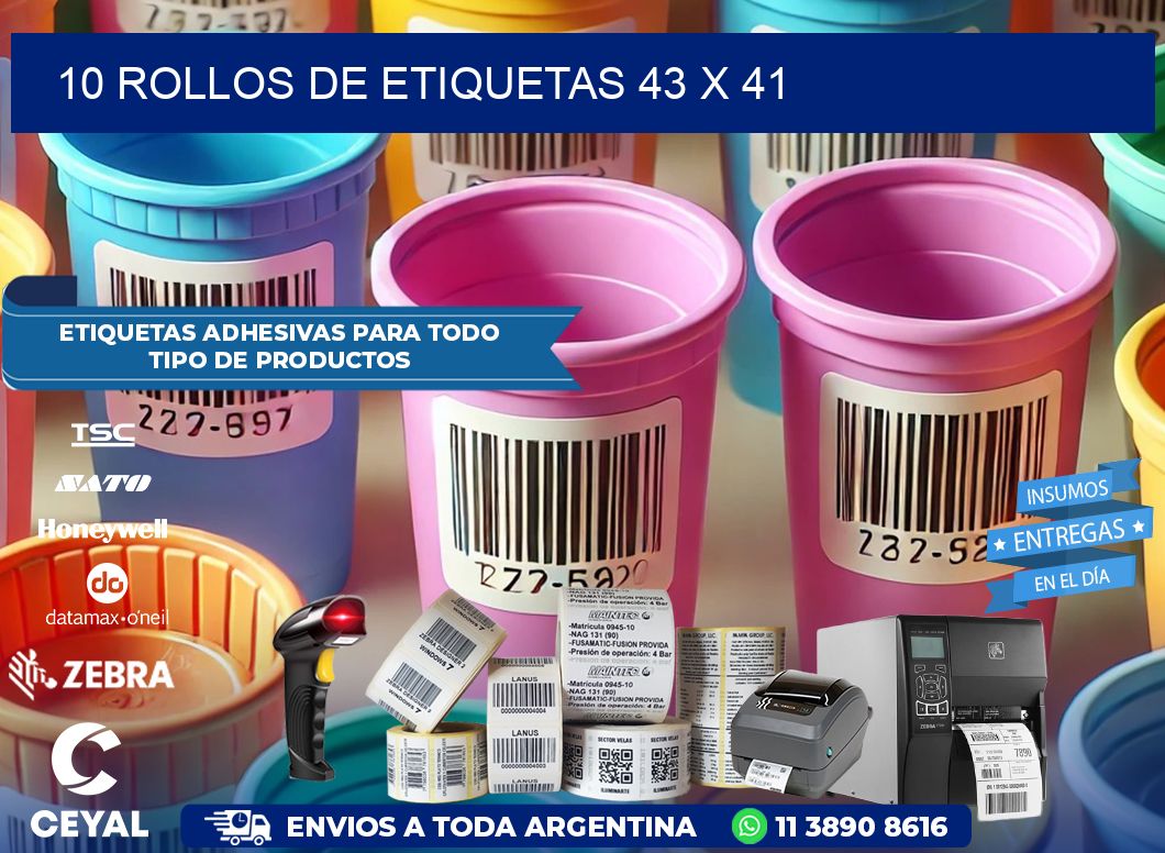 10 ROLLOS DE ETIQUETAS 43 x 41