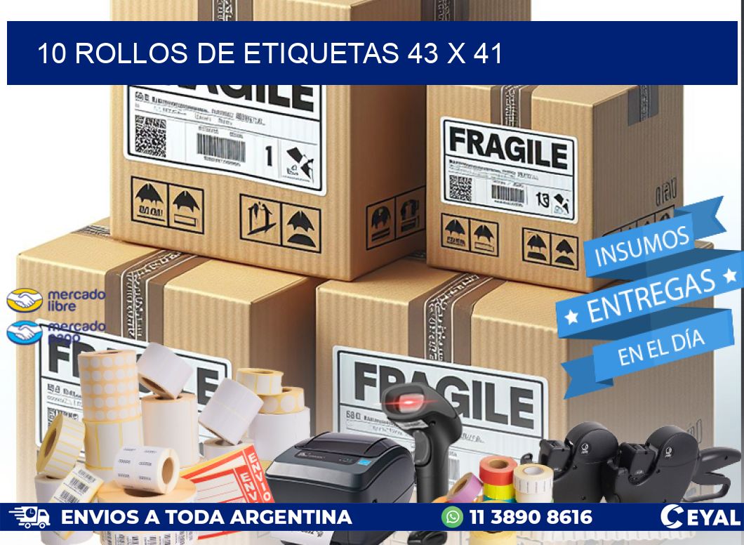 10 ROLLOS DE ETIQUETAS 43 x 41