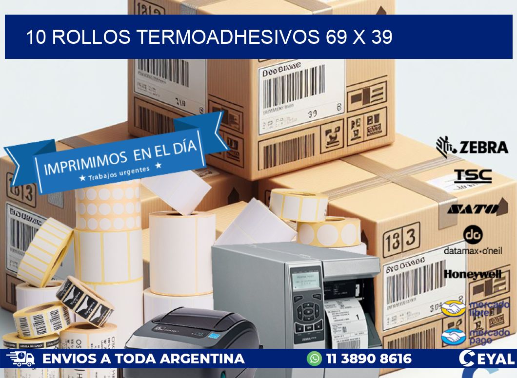 10 ROLLOS TERMOADHESIVOS 69 x 39