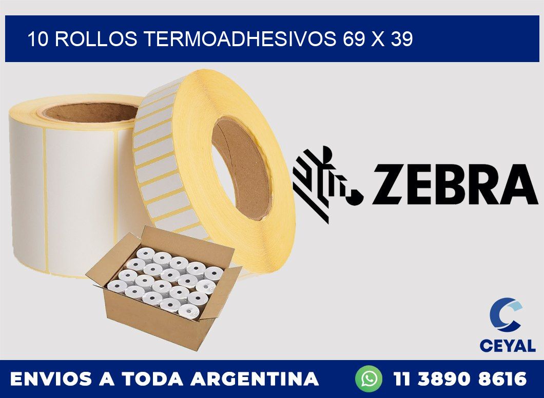 10 ROLLOS TERMOADHESIVOS 69 x 39