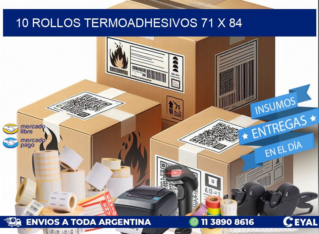 10 ROLLOS TERMOADHESIVOS 71 x 84
