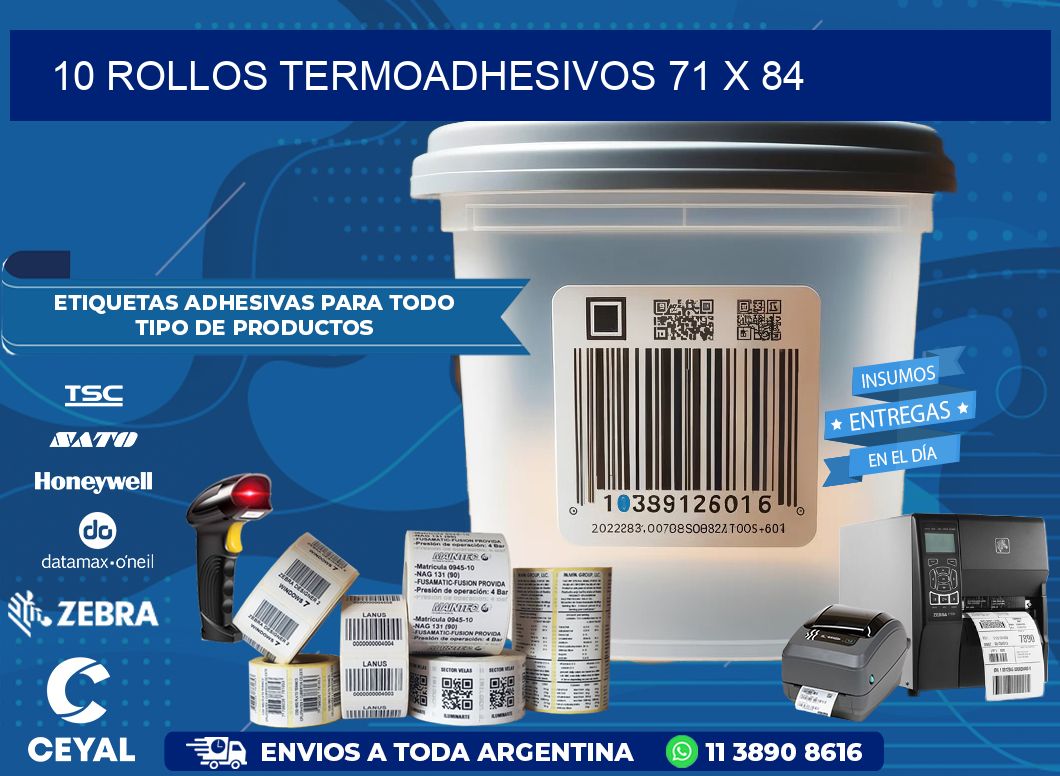 10 ROLLOS TERMOADHESIVOS 71 x 84