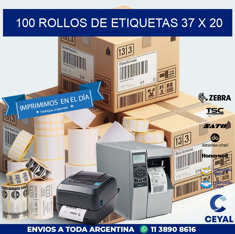 100 ROLLOS DE ETIQUETAS 37 x 20