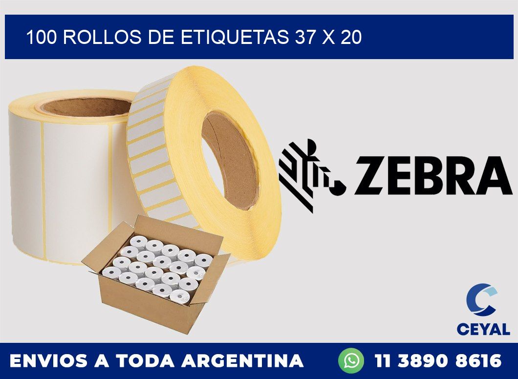 100 ROLLOS DE ETIQUETAS 37 x 20