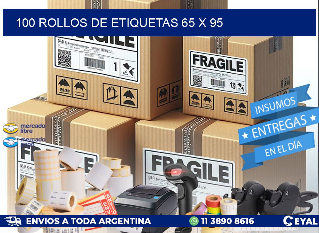 100 ROLLOS DE ETIQUETAS 65 x 95