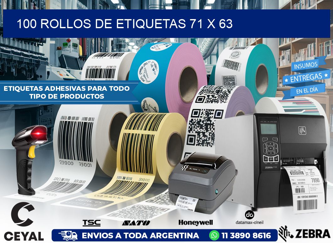 100 ROLLOS DE ETIQUETAS 71 x 63
