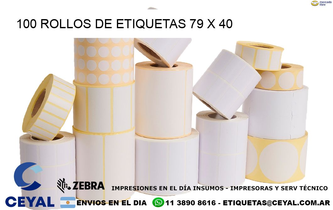 100 ROLLOS DE ETIQUETAS 79 x 40