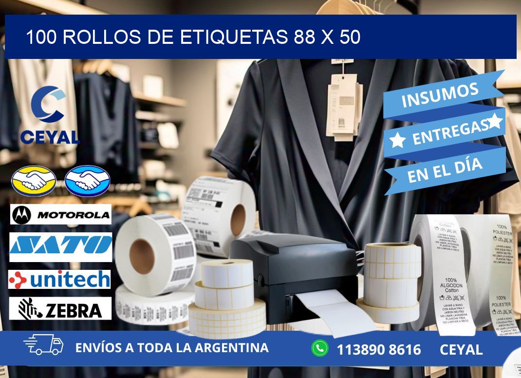 100 ROLLOS DE ETIQUETAS 88 x 50