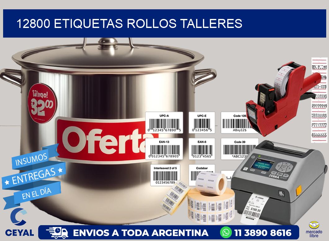 12800 etiquetas rollos TALLERES