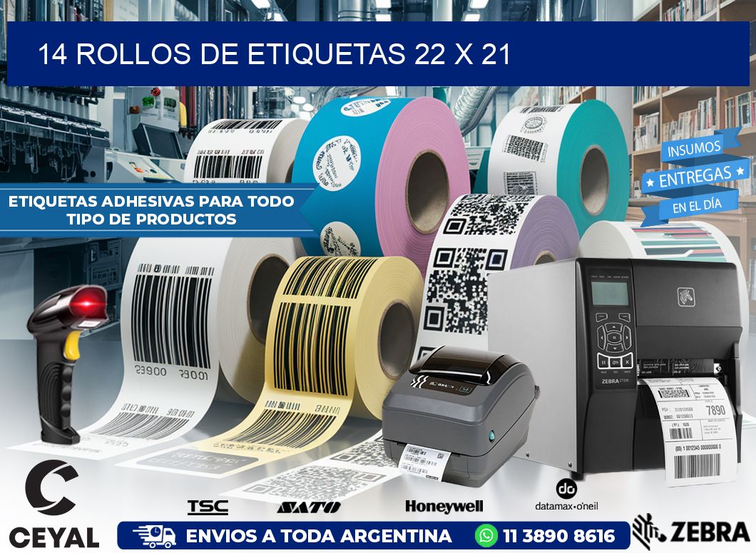 14 ROLLOS DE ETIQUETAS 22 x 21